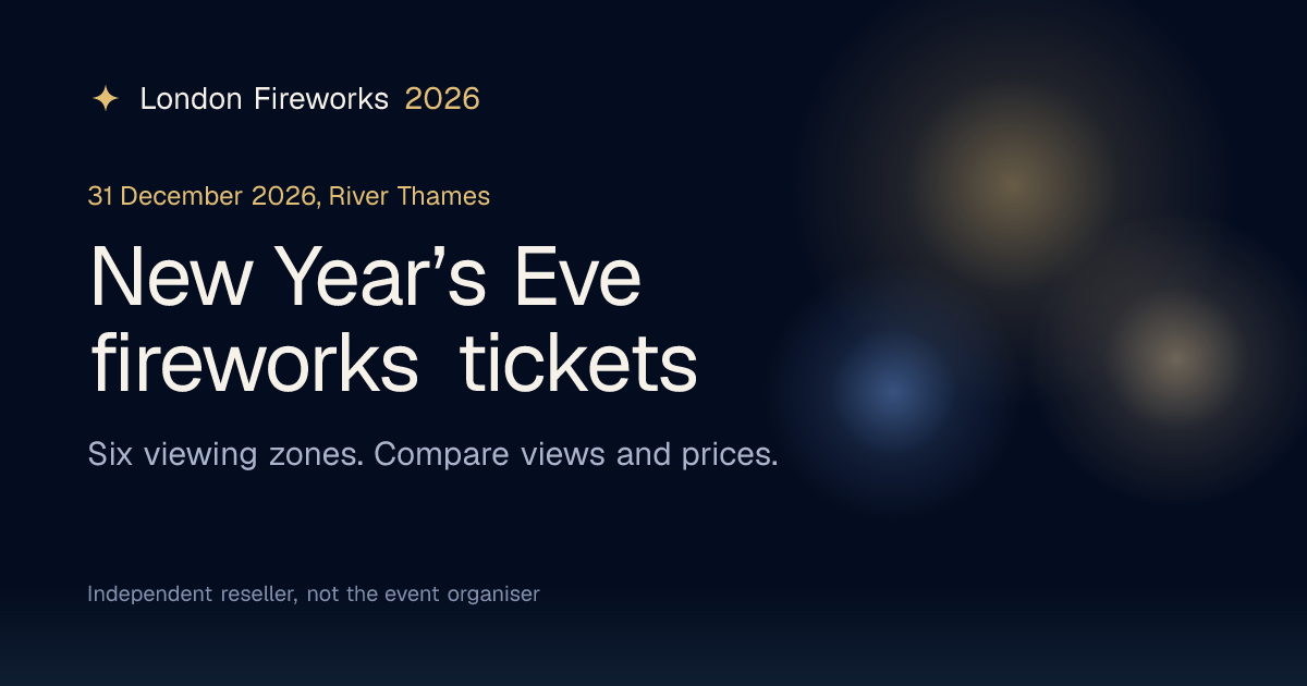 London New Year's Eve Fireworks Tickets 2026 | Thames Viewing Zones